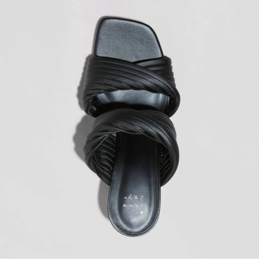 NEW A New Day Women's Jessa Mule Heels Slide Open Toe Sandals - Black Size 6.5 - Picture 3 of 8